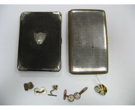 A Chester Hallmarked Silver Mounted Wallet; together with an engine turned cigarette case engraved "G.W.Beaumont 85, Grasmere