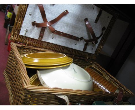 Doulton 'Saffron' Coffee Ware, Doulton English Cottages bowl, wicker hamper