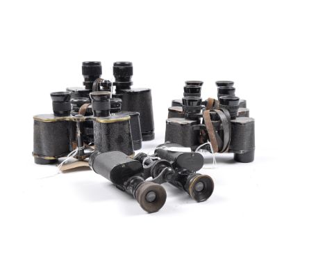 A collection of 7x assorted vintage binoculars.&nbsp; Models are:&nbsp;Jules Huet fournisseurs du ministere de la guerre, Ros