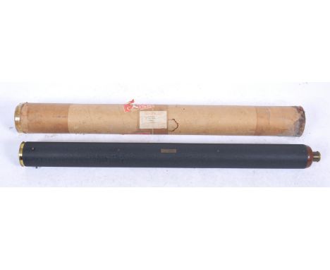 A single draw astronomical telescope by J.K.M Holmes &amp; Co. Ltd. Circa 1955, mahogany tube with crackle finish contained w