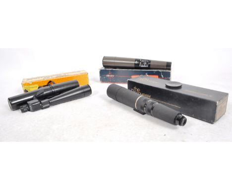 A mixed collection of spotting and telescopes. Models are: Bausch &amp; Lomb The Discovery 60mm zoom telescope (boxed) , Swif