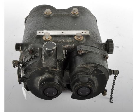 A Ross of London 10 x 70 binocular gun sight. Pat. G.367. Numbered 12388Y. Broad arrow marked, painted military green.&nbsp; 
