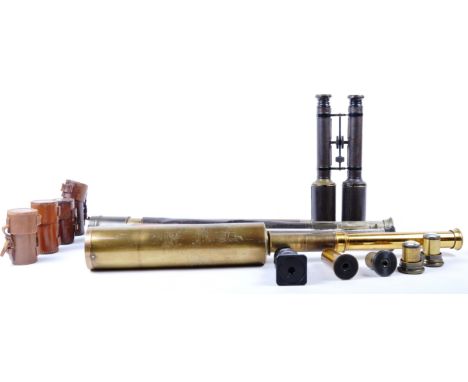 A mixed collection of 5 x vintage telescopes. Models are: T Cooke &amp; Sons - serial no. 44663 (broad arrow marked), Ross Lo
