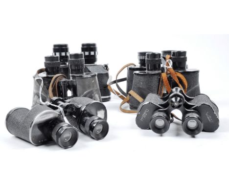 A collection of six assorted vintage binoculars. To include:&nbsp;R.E.L. Canada, 1943 CGB 53 GA - serial number: 20705-C -&nb