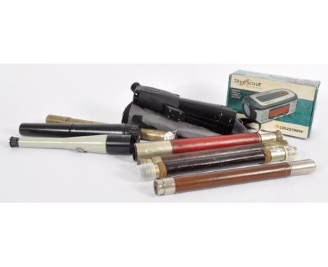 A collection of 8 x vintage telescopes * spotting scopes. Models are: 2 draw Marine Mark I, 2 draw J Lizards Glasgow, Gieves 