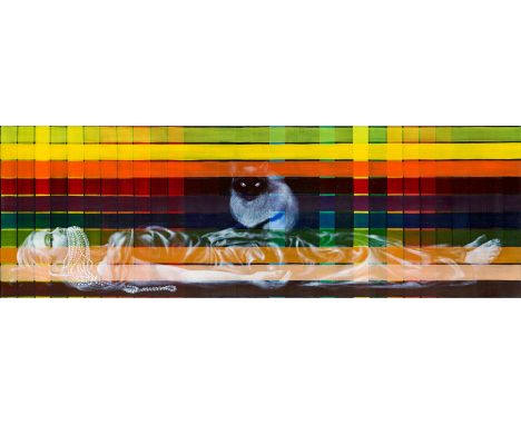 ERNST, TIM1977 KölnTitel: "Es tut mir leid". Datierung: 2009. Technik: Öl und Acryl auf Leinwand. Maße: 60 x 180cm. Bezeichnu