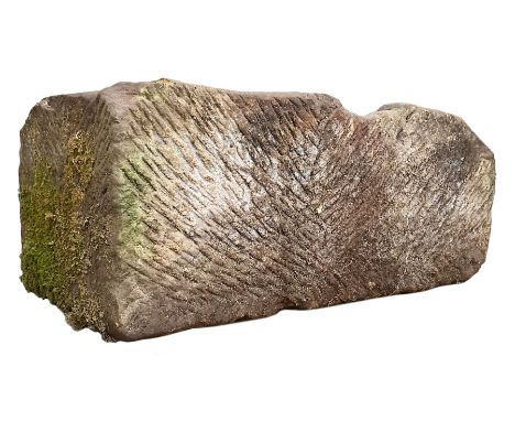 Large 18th/19th century weathered sandstone trough planter, rectangular form with deep dugout centre, hewn sides   Location: 