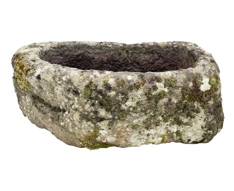 Large 18th century weathered hewn sandstone trough planter with curved sideDimensions: Height:&nbsp;40cm&nbsp; Length/Width:&