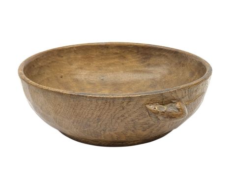 'Mouseman' adzed oak fruit bowl circa. 1950's, by Robert Thompson of KilburnDimensions: Depth/Diameter:&nbsp;22cm