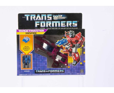 Vintage Hasbro Transformers G1 Decepticon Targetmaster Misfire, in original box, opened bubble, complete with Aimless, instru