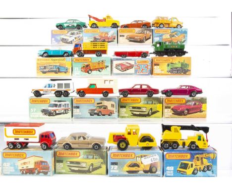 Matchbox Superfast, 66C Ford Transit, 72C Bomag Roller, 49C Crane Truck, 61C Wreck Truck, 71C Cattle Truck, 38D Ford Camper, 