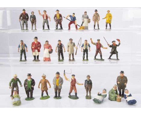 A selection of lead farm and civilian figures by various makers including Britains comprising Stoddart Milkmaids (5) missing 