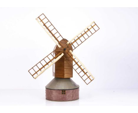 Large scale wooden model of a Postmill Windmill with fully detailed interior,  constructed in wood, built and finished to a v