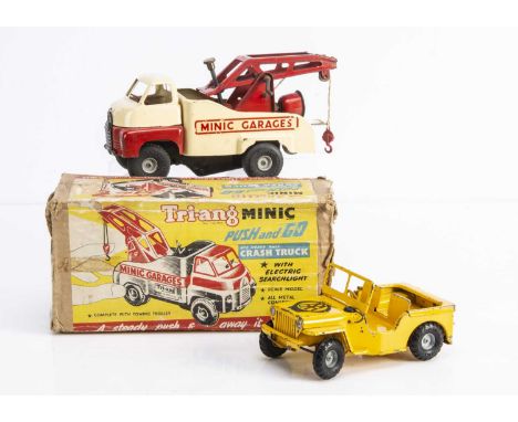 A Boxed Tri-ang Minic Push & Go No.3 Bedford Crash Truck,  appears generally G, missing towing trolley but with bulb in situ 