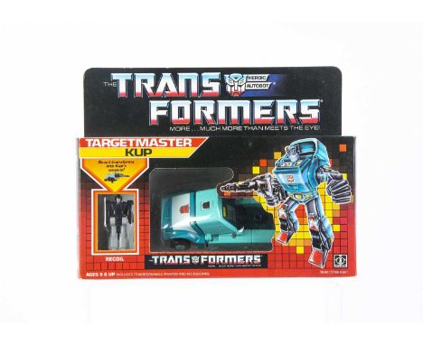 Vintage Hasbro Transformers G1 Autobot Targetmaster Kup, in original box, opened bubble, complete with Recoil, instructions, 