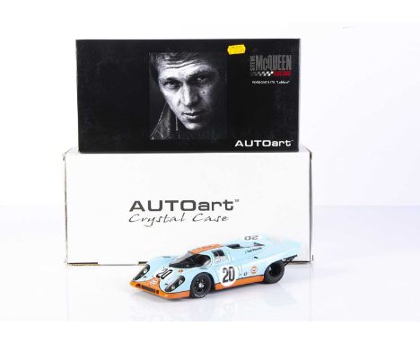 AutoArt 1:18 Porsche 917K Le Mans 1971 Steve McQueen Version, 87183, Gulf livery, with AutoArt Crystal Case, in original boxe