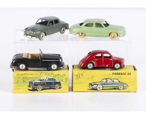 CIJ Cars, Ref No.3/1 Rovin D 4 Cabriolet, black body, spun hubs, Ref No.3/54 Panhard 54, pale green body, chrome plastic hubs