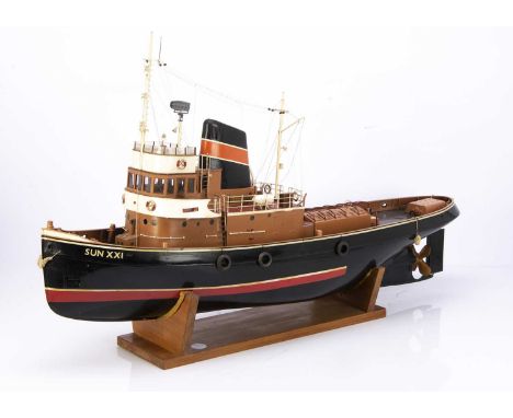 A large scale kit built/scratch built electric powered model London Tugboat 'Sun XX1'  constructed in mainly wood with some m