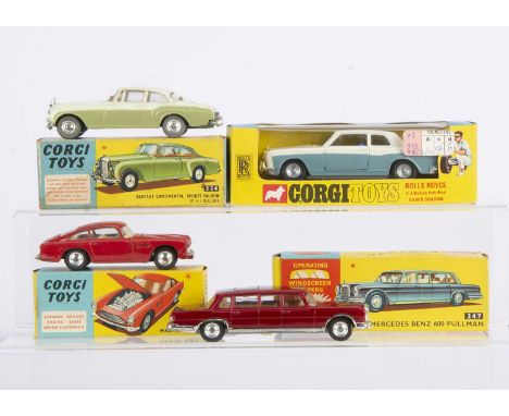 Corgi Toys Luxury Cars, 273 Rolls Royce Silver Shadow, 247 Mercedes Benz 600 Pullman, 224 Bentley Continental Sports Saloon, 