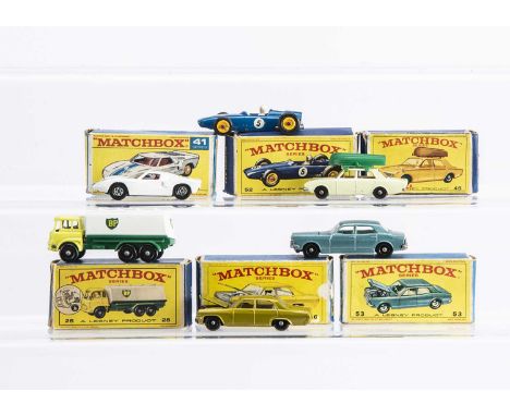 Five Boxed Models From The Matchbox Lesney 1-75 Regular Wheel Range, 25c Bedford BP Tanker, 36c Opel Diplomat, 45b Ford Corsa