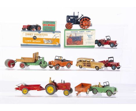 Various Diecast Farming & Garden Models, including Britains No.127F Fordson Major Tractor with Spudded Wheels, Dinky Supertoy