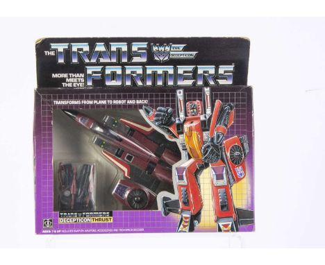 Vintage Hasbro Transformers G1 Decepticon Jet Thrust, in original box, opened bubble, complete with all weapons/accessories, 