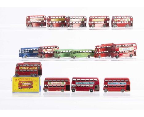 Fourteen Unboxed Matchbox Lesney Bus &amp; Coach Models From The 1-75 Series Range, including some scarce issues, 5d Routemas