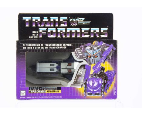 Vintage IGA (Mexico) Transformers G1 Decepticon Triple Changer Astrotrain, in original box, opened bubble, complete with weap