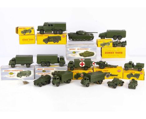 Military Dinky Toys, 651 Centurion Tank, 622 10-Ton Army Truck, 689 Medium Artillery Tractor, 677 Armoured Command Vehicle, 6