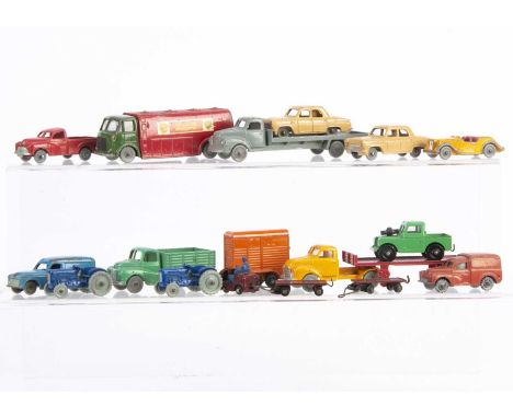 Dublo Dinky Toys, 061 Ford Prefect (2), 062 Singer Roadster, 063 Commer Van, 064 Austin Lorry, 065 Morris Pick-Up, 066 Bedfor