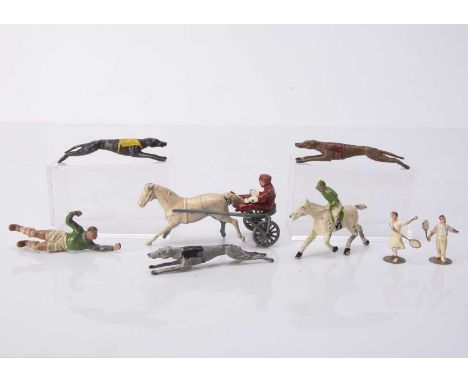 Sport-related figures by various makers including Heyde comprising Timpo Goalkeeper, diecast American Trotter by unknown make