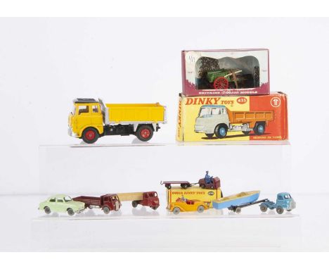 Dinky, Matchbox & Britains Diecast, including Dinky Toys 435 Bedford TK Tipper, yellow cab, black roof, red interior, silver 