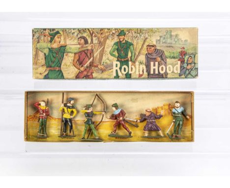 Boxed Robin Hood figure set 5700R by Azrak Hamway International (AHI), Made in Japan for the US market, 6 figure set, 60mm sc