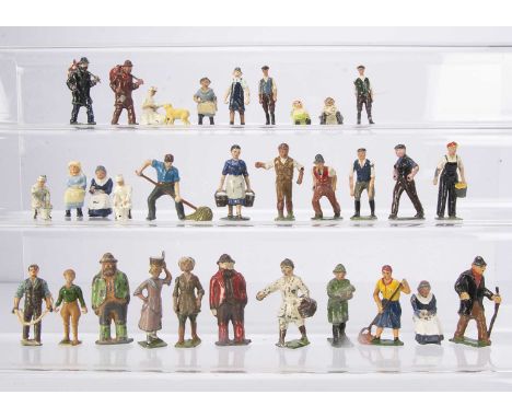 A selection of lead farm and civilian figures by various makers including Britains comprising Hill Gardener in floppy hat (5)