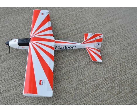 A Radio Controlled kit built Marlborough Racing/Stunt  Monoplane,  wood construction with plastic skim decorated in red and w