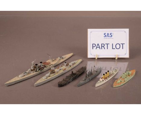 Waterline Models 1:1200 scale,  wooden - German warships - König Battleship 1914, Emden III Light Cruiser 1939, Augsburg Crui