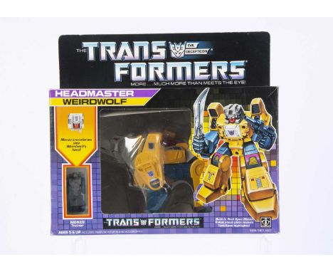 Vintage Hasbro Transformers G1 Decepticon Headmaster Weirdwolf, in original box, opened bubble, complete with Monzo Trainer, 