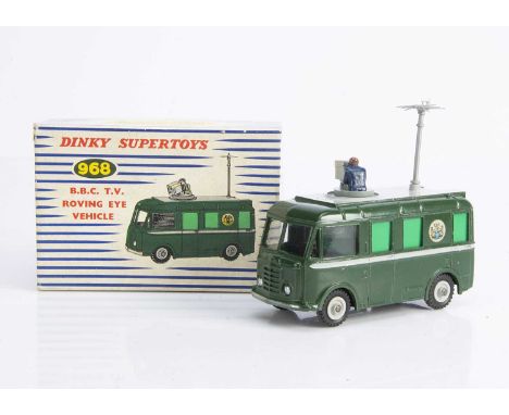 A Dinky Supertoys 968 BBC TV Roving Eye Vehicle, dark green body, grey grooved hubs, BBC crest, camera, aerial, in original b