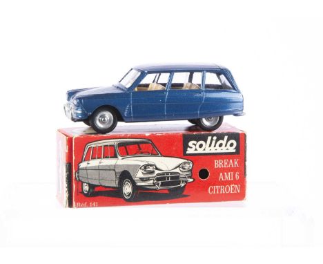 A Solido Ref.141 Citroen AMI 6 Break, metallic dark blue body, beige interior, spun hubs, in original box, E, box F
