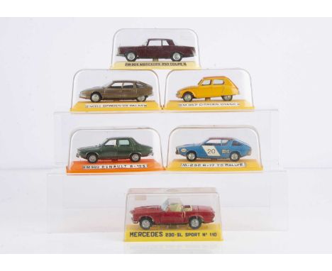 Spanish Diecast by Pilen & Joal, Pilen M-503 Renault R-12S, M-355 Citroen CX Palas, M-357 Citroen Dyane, M-305 Mercedes 250 C