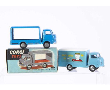 Corgi Toys 455 Karrier Bantam Two Tonner, blue body, red platform, flat spun hubs, in original box, with loose 435 Karrier Ba