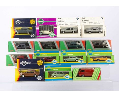 German Diecast by Gama & Schabak, including Gama 997 Ford Granada, 9491 VW 411E, 9680 Mercedes 450 SE, 9810 Mercedes C.111, S