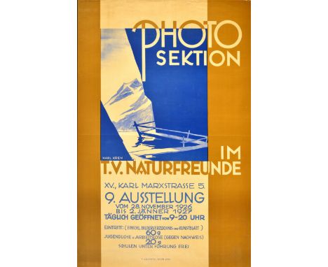 Original vintage advertising poster for an exhibition from 28 November 1926 to 2 January 1927 - Photo Sektion im T.V. Naturfr