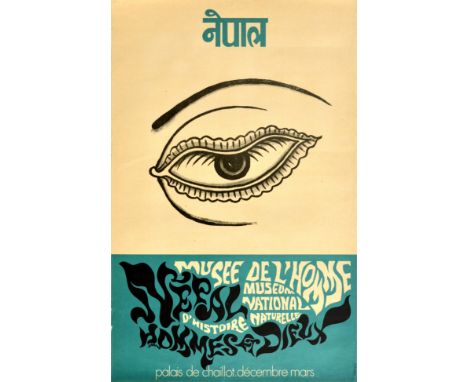 Original vintage exhibition poster for the Musee de l'Homme Museum National d'Histoire Naturelle Nepal Hommes et Dieux / Muse