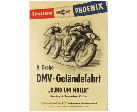 Original vintage motor sport poster for an off road motocross motorcycle racing event - 9. Grosse DMV (Deutscher Motorsport V