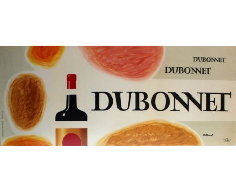 Original vintage alcoholic drink advertising poster by the French graphic artist Bernard Villemot (1911-1989) for Dubonnet. C