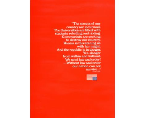 Original vintage counterculture propaganda poster featuring a variation of a fake quote that was published in anti Vietnam Wa