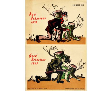 Original vintage World War Two poster - Bad Behaviour 1933 Good Behaviour 1943 - featuring a colourful illustration depicting