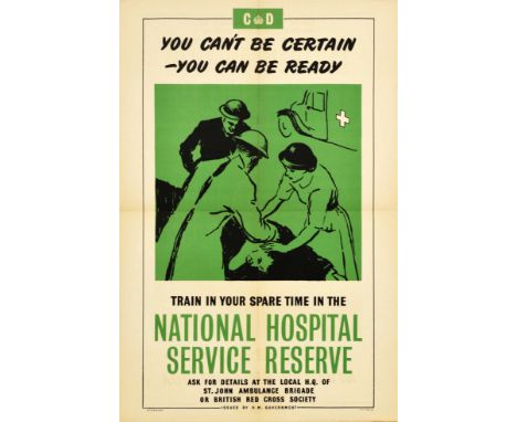 Original vintage Civil Defence Corps recruitment poster - You can't be certain You can be ready Train in your spare time in t
