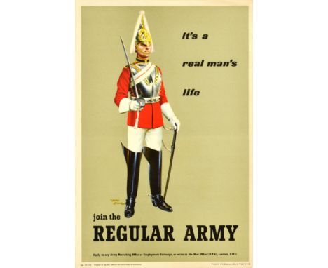 Original vintage British Army recruitment poster - Join the Regular Army It's a Real Man's Life - featuring a stunning image 